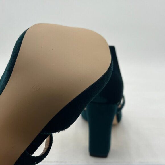 FSJ Women Elegant Peep Toe Sandals Chunky High Heel Pumps Cross Strap Velvet - Picture 6 of 8